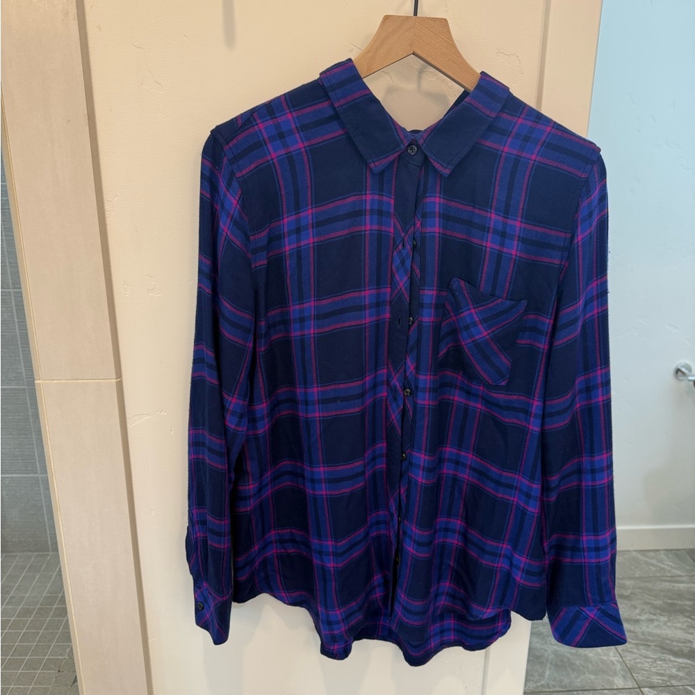 Rails Blue and Pink Plaid Button Down Shirt
